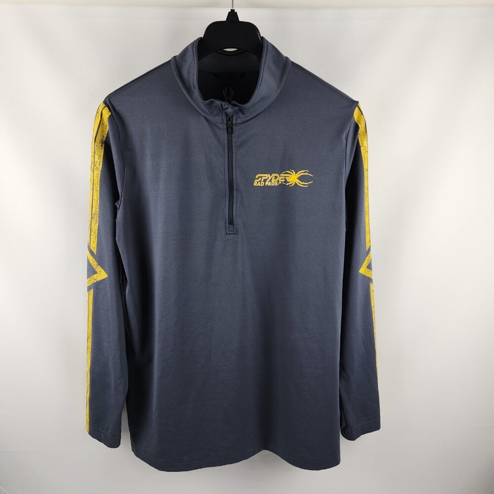 Spyder Rad Pads Shirt Mens XL Gray Yellow Performance 1/4 Zip